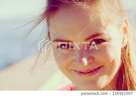 Closeup of natural beautiful young woman Closeup of natural beautiful young woman 126401097