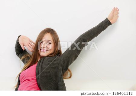 Happy and full of joy attrective woman Happy and full of joy attrective woman 126401112