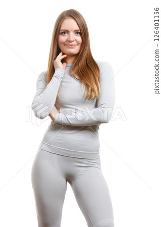 Fit woman in thermolinen underwear Fit woman in thermolinen underwear 126401156