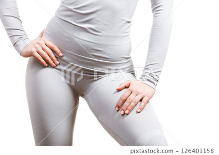 Sport fit woman in thermal clothes. Sport fit woman in thermal clothes. 126401158