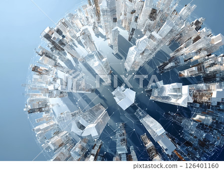 Illustration material of a highly developed Earth in a virtual world 126401160