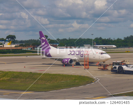 Caldig Airlines Boeing 737 waiting at Singapore Changi Airport Caldig Airlines Boeing 737 waiting at Singapore Changi Airport 126401485