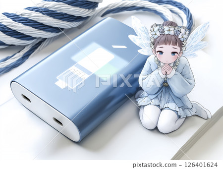 Techno Fairy - Illustration material of a charging fairy who wants you to charge your phone 126401624