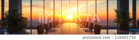 Sunset View from Modern Conference Room banner Sunset View from Modern Conference Room banner 126401730