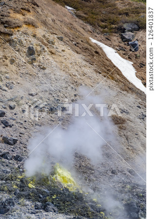 日本酸性最強的溫泉－玉川溫泉的噴射孔。日本秋田 126401837