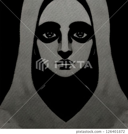 Face of a woman with long black hair 126401872