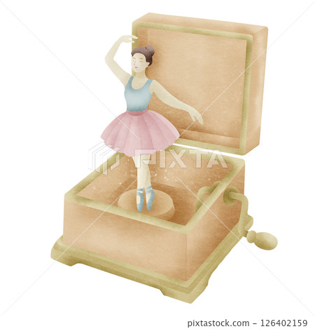 Hand Drawn Ballerina music box Clipart for Cottagecore Journaling, Scrapbooking, Wedding Cards, Invitations, Planners, and Crafting Projects 126402159