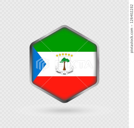 Equatorial Guinea flag icon in hexagon shape. Equatorial Guinea flag icon in hexagon shape. 126402282