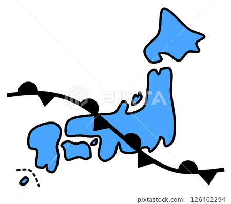 雨季時日本列島附近出現的雨季鋒面示意圖 126402294