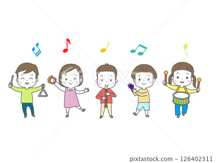 Children playing musical instruments Children playing musical instruments 126402311