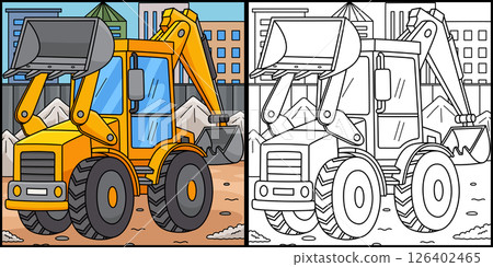 Construction Backhoe Coloring Page Illustration Construction Backhoe Coloring Page Illustration 126402465