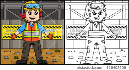 Female Construction Worker Safety Gear  126402506