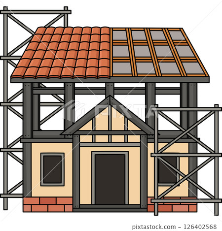 House Construction Site Cartoon Colored Clipart  126402568