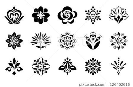 Flower icons set. Isolated elements for design. Vector graphics. Flower icons set. Isolated elements for design. Vector graphics. 126402616