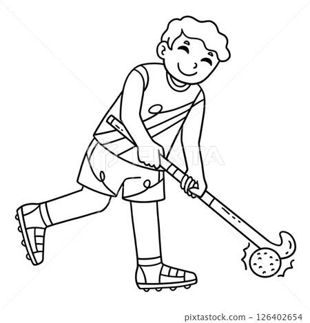 Field Hockey Male Player Directing Ball Isolated Field Hockey Male Player Directing Ball Isolated 126402654