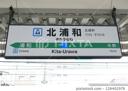 Station sign: Kita-Urawa Station, Keihin-Tohoku Line, Southbound 126402976