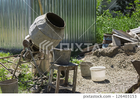 Concrete mixer on a farm Concrete mixer on a farm 126403153