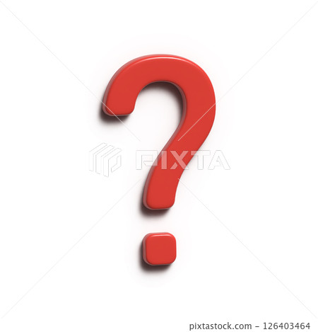 Red question mark isolated on white background with shadow. 3D rendering. Red question mark isolated on white background with shadow. 3D rendering. 126403464