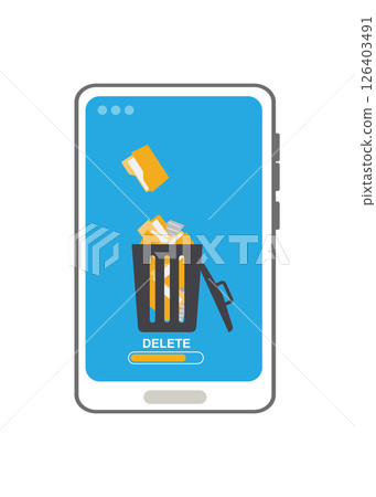 cleaning mobile phone, from trash files stock illustration 126403491
