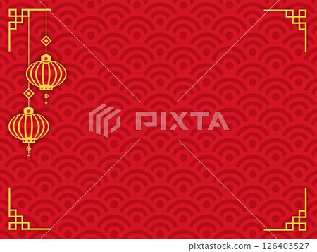 Traditional Chinese Lanterns on Red Festive Background 126403527