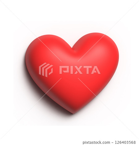 Red heart isolated on white background with shadow. 3D rendering. Red heart isolated on white background with shadow. 3D rendering. 126403568