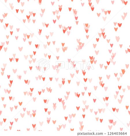 Seamless pattern with pink hearts. Template holiday vector illustration. Design for card, postcard, poster, print, banner. Cartoon colorful hearts on white background Seamless pattern with pink hearts. Template holiday vector illustration. Design for card, postcard, poster, print, banner. Cartoon colorful hearts on white background 126403664