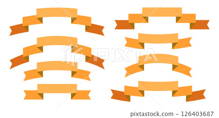 Set of orange flat ribbons isolated on white background. Ribbon banner vector illustration. Watercolor lace Set of orange flat ribbons isolated on white background. Ribbon banner vector illustration. Watercolor lace 126403687