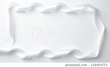 《AI image》White ribbon frame material 126403753