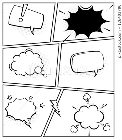 Blank Comic Book, Mock up with empty speech bubbles stock illustration Blank Comic Book, Mock up with empty speech bubbles stock illustration 126403790