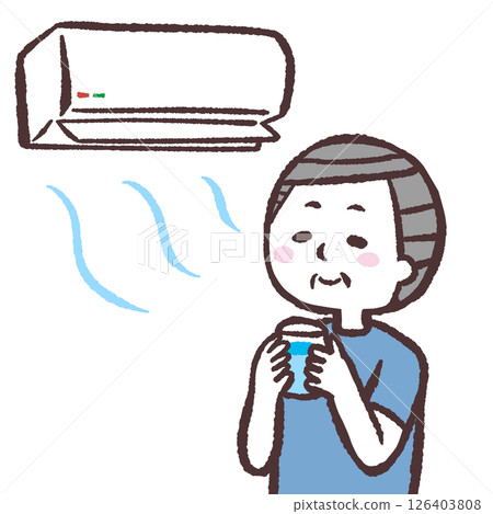 Illustration of a senior man hydrating with a cooler Illustration of a senior man hydrating with a cooler 126403808