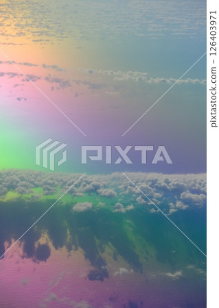 The afternoon sun off the coast of Miyakojima as seen from an airplane 126403971