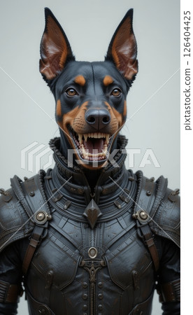 Doberman Warrior in Ornate Fantasy Armor 126404425