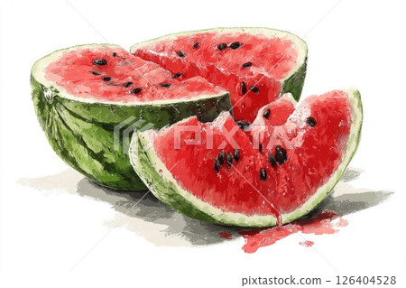 Juicy Sliced Watermelon Summer Fruit Still Life 126404528