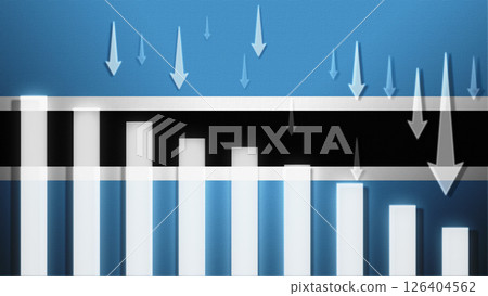 Flag with a declining bar chart and down arrows, symbolizing decline in data, performance, or various national indicators in the country. Flag with a declining bar chart and down arrows, symbolizing decline in data, performance, or various national indicators in the country. 126404562