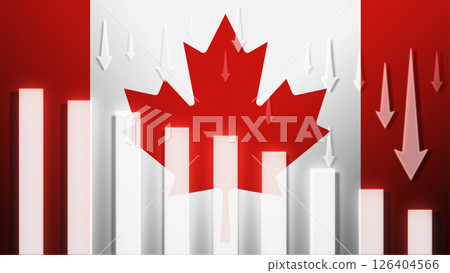 Flag with a declining bar chart and down arrows, symbolizing decline in data, performance, or various national indicators in the country. Flag with a declining bar chart and down arrows, symbolizing decline in data, performance, or various national indicators in the country. 126404566