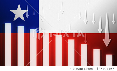 Flag with a declining bar chart and down arrows, symbolizing decline in data, performance, or various national indicators in the country. Flag with a declining bar chart and down arrows, symbolizing decline in data, performance, or various national indicators in the country. 126404567