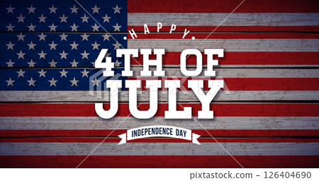 4th of July Independence Day of the USA Vector Background Illustration with Vintage American Flag and Typography Lettering. Fourth of July National Celebration Design for Banner, Greeting Card 126404690