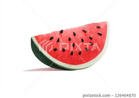 Red Watermelon Slice on White Background 126404870