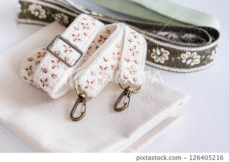 Handmade straps made from Indian embroidered ribbons Handmade straps made from Indian embroidered ribbons 126405216