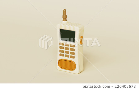 Vintage Retro Cordless Phone or Walkie Talkie Icon. 3D Rendering. Vintage Retro Cordless Phone or Walkie Talkie Icon. 3D Rendering. 126405678