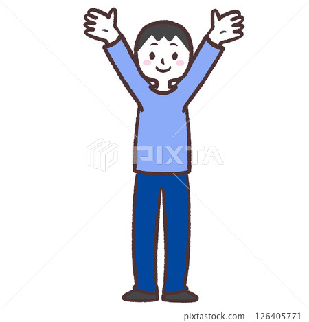 一名男子歡呼的插圖 一名男子歡呼的插圖 126405771