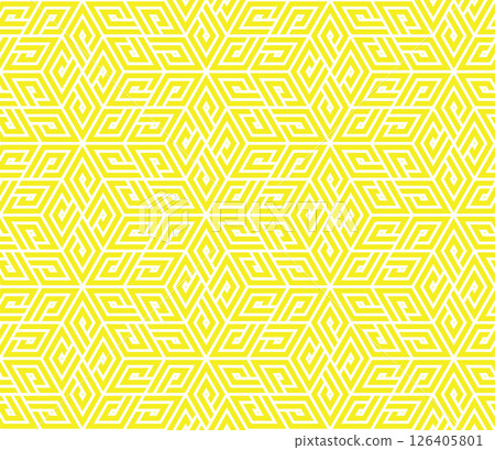 Abstract geometric pattern. A seamless vector background. White and yellow ornament. Graphic modern pattern. Simple lattice graphic design Abstract geometric pattern. A seamless vector background. White and yellow ornament. Graphic modern pattern. Simple lattice graphic design 126405801