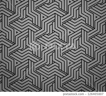 Abstract geometric pattern with stripes, lines. Seamless vector background. Gray and black ornament. Simple lattice graphic design 126405807