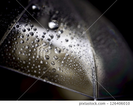 Umbrella and water drops in the rain Umbrella and water drops in the rain 126406010