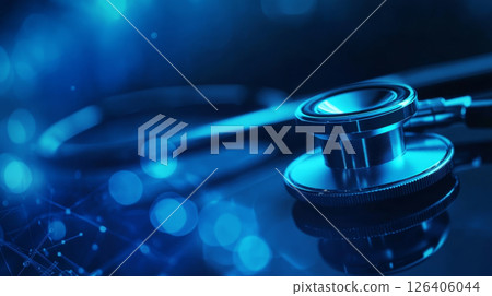 Close-Up of a Stethoscope on a Dark Background Close-Up of a Stethoscope on a Dark Background 126406044