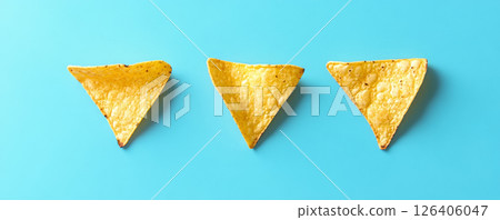 Tortilla Chips on Blue Background 126406047