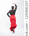 Spanish flamenco dancer in traditional dress isolated on white background for the Fair	 126406107