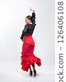 Spanish flamenco dancer in traditional dress isolated on white background for the Fair	 126406108
