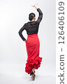 Spanish flamenco dancer in traditional dress isolated on white background for the Fair	 126406109