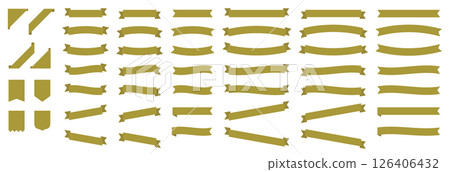 Gold ribbon frame set - A simple material that can be used for decoration, headings, and decorative frames Gold ribbon frame set - A simple material that can be used for decoration, headings, and decorative frames 126406432